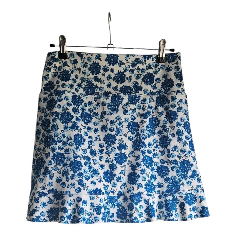 Albion Santorini Swim Skirt Bottoms Womens Size L High Waist Floral Blue Ruffle - Picture 2 of 8